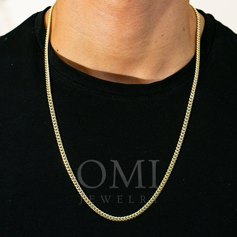 10K Yellow Gold 3mm Solid Miami Cuban Link Chain Available In Sizes 18