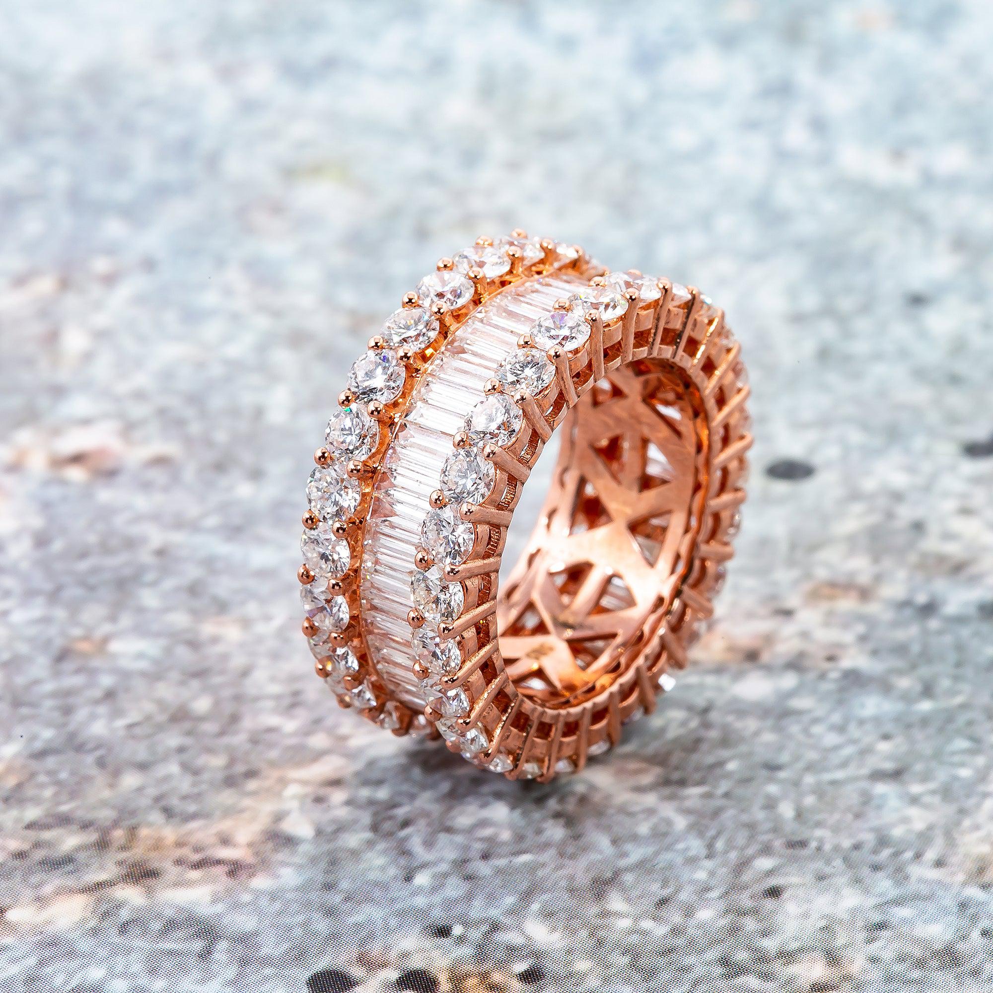 Ladies 14K Rose Gold Ring with 8.67 CT  Baguette Diamonds