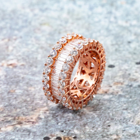 Ladies 14K Rose Gold Ring with 8.67 CT  Baguette Diamonds