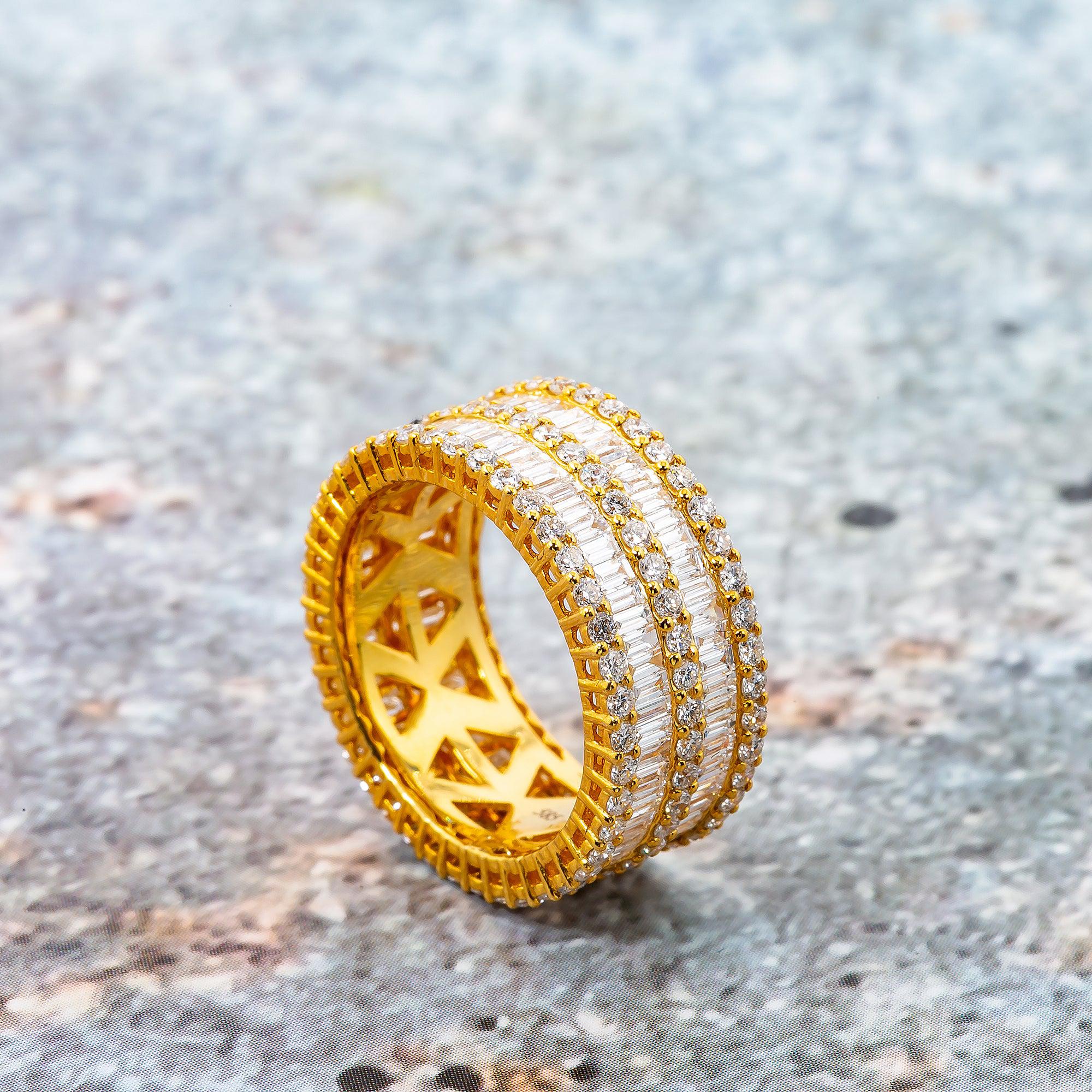 Ladies 14K Yellow Gold Ring with 8.67 CT  Baguette Diamonds