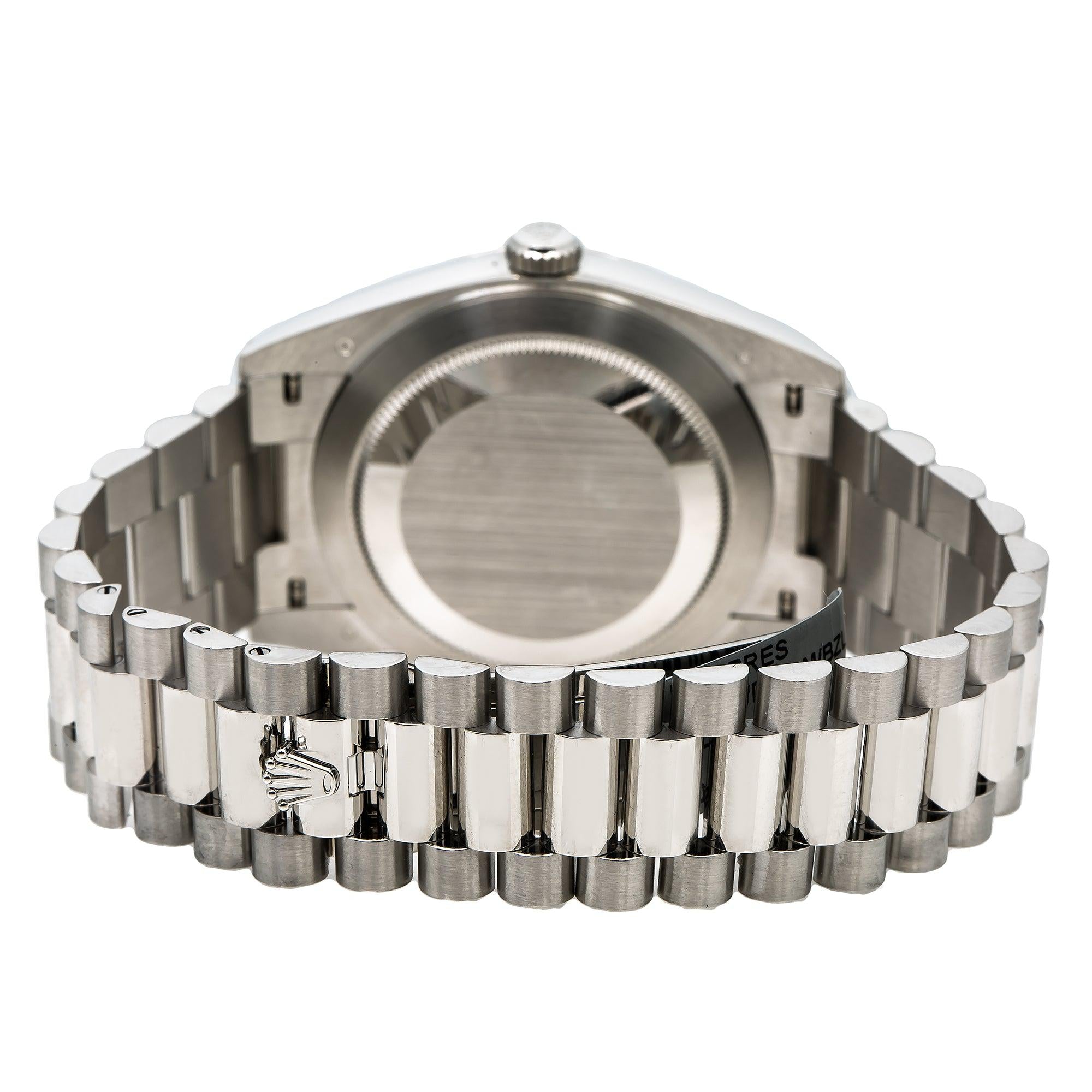 ROLEX DAY-DATE 228206 PLATINUM 40MM METEORITE BAGUETTE DIAMOND DIAL