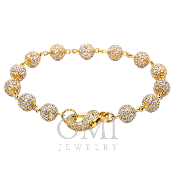 14K Yellow Gold Small Balls Bracelet With Diamonds