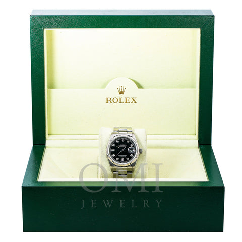 Rolex Datejust 16030 36MM Black Diamond Dial With Stainless Steel Oyster Bracelet