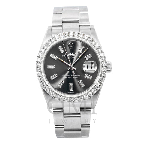 Rolex Datejust 16014 36MM Black Diamond Dial With Stainless Steel Oyster Bracelet