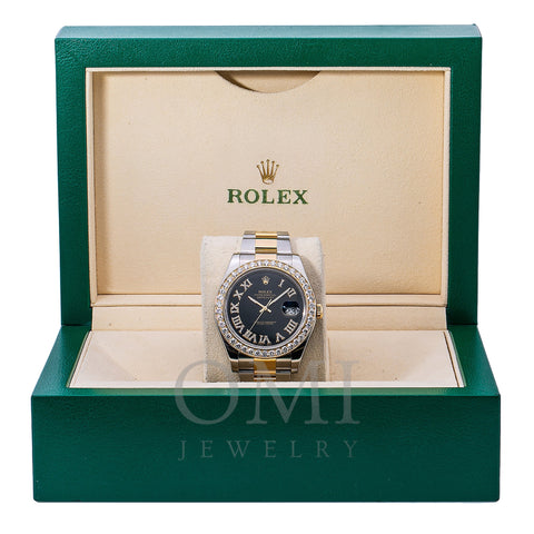 Rolex Datejust II Diamond Watch, 116333 41mm, Black Diamond Dial With Two Tone Oyster Bracelet