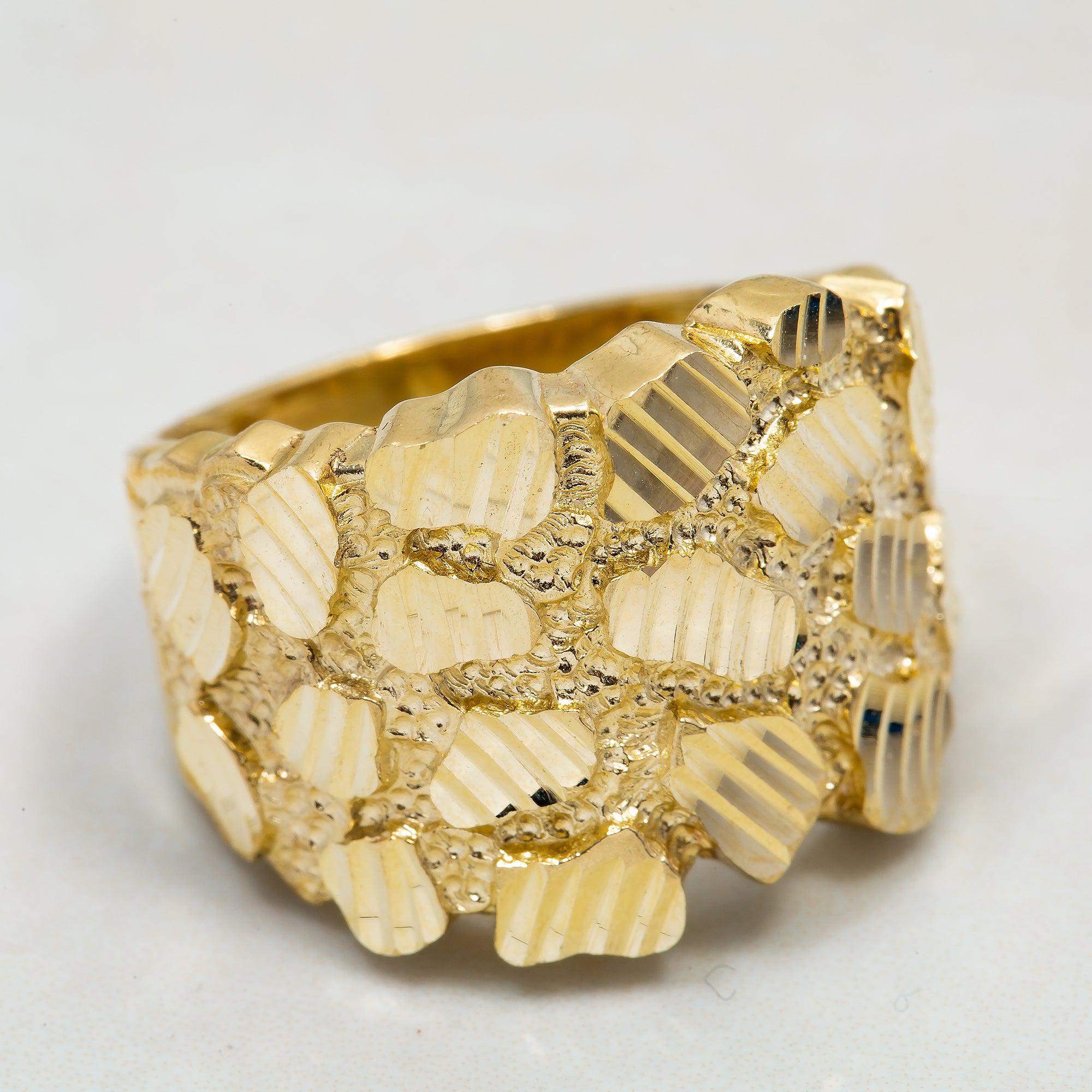 10K Yellow Gold 8.1 Grams Nugget Men's Ring