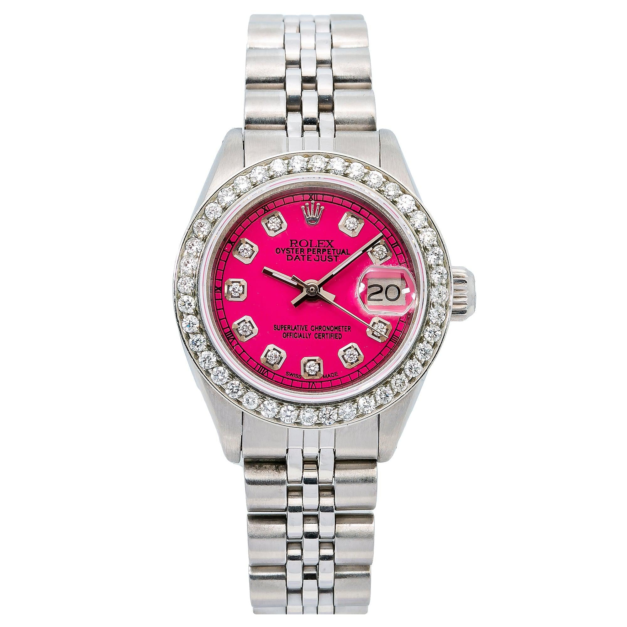 Rolex Datejust 26MM 6916 Pink Diamond Dial Diamond Bezel Stainless Steel Jubilee Bracelet