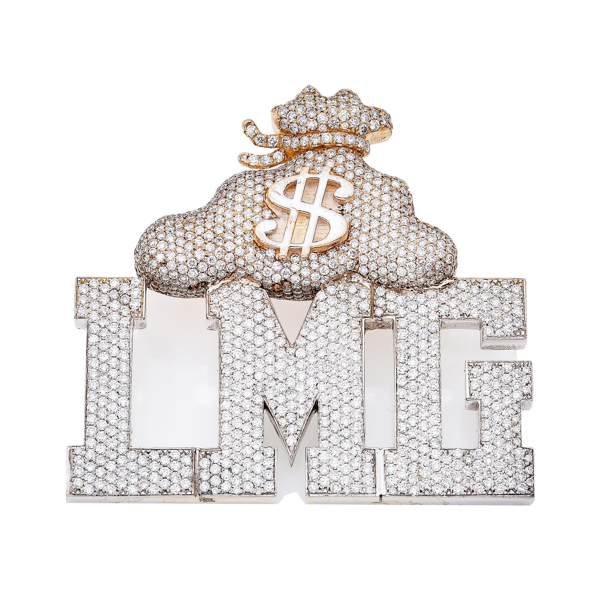 14K WHITE/YELLOW GOLD UNISEX 3 LETTERS PENDANT WITH 8.5 CT DIAMONDS