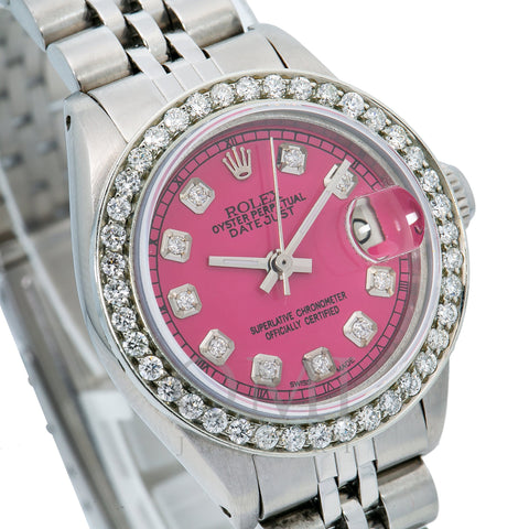 Rolex Oyster Perpetual Lady Datejust 6916 26MM Pink Diamond Dial With Stainless Steel Bracelet