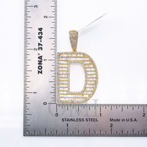 14K Yellow Gold Unisex Letter D Pendant with 1.83 CT Diamond