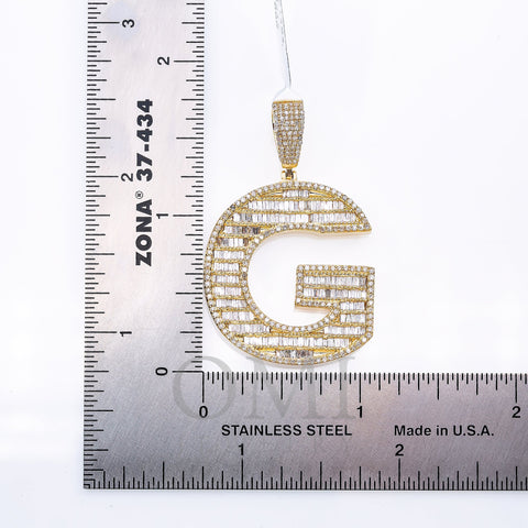 14K Yellow Gold Men's Letter G Pendant with 1.75 CT Diamond