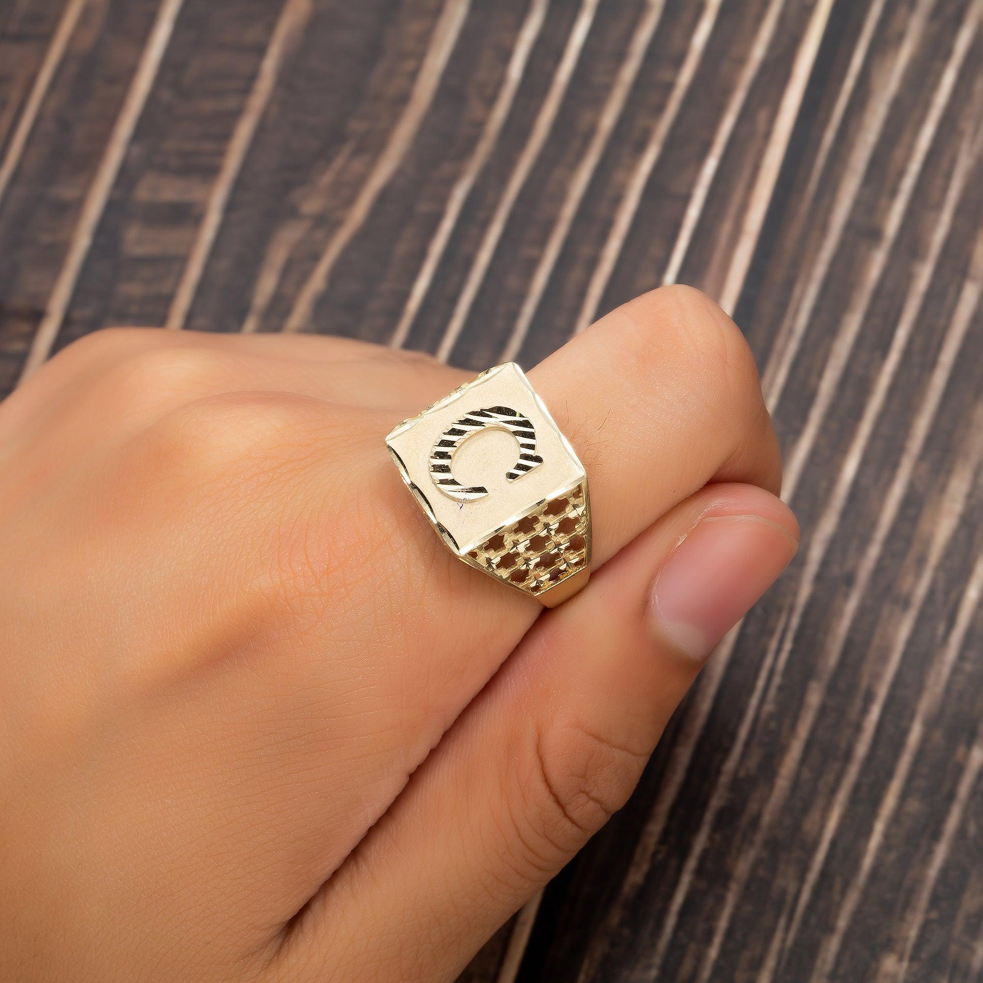 10K Yellow Gold Initial A-Z Rings