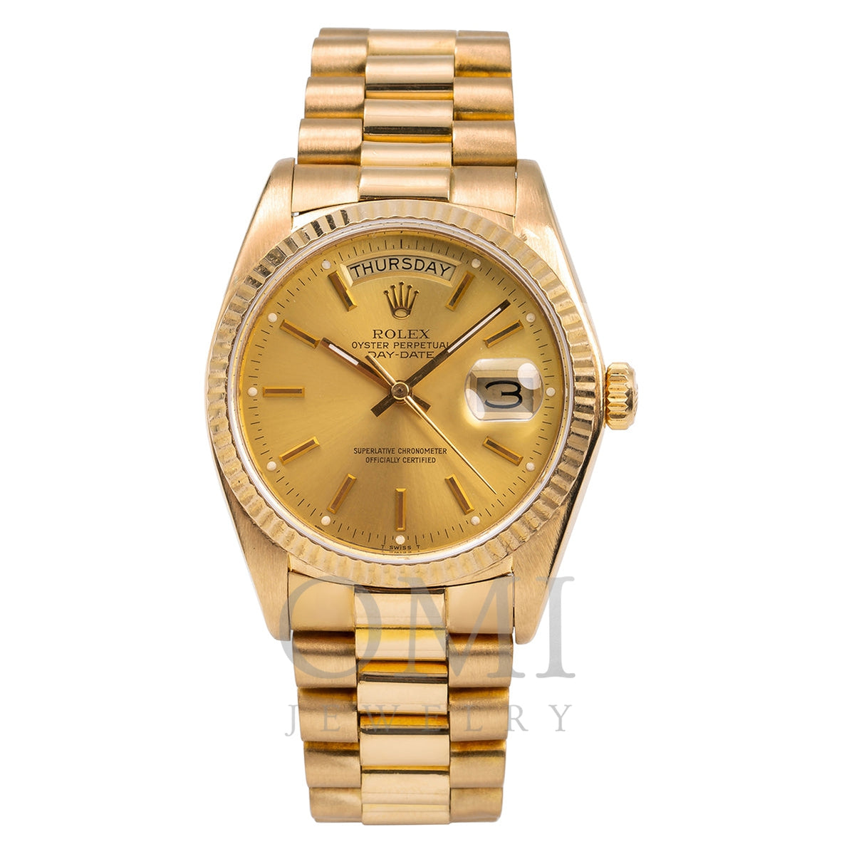 Eller semafor Megalopolis 18K Yellow Gold Rolex Day-Date 18038 36mm Champagne Dial - OMI Jewelry