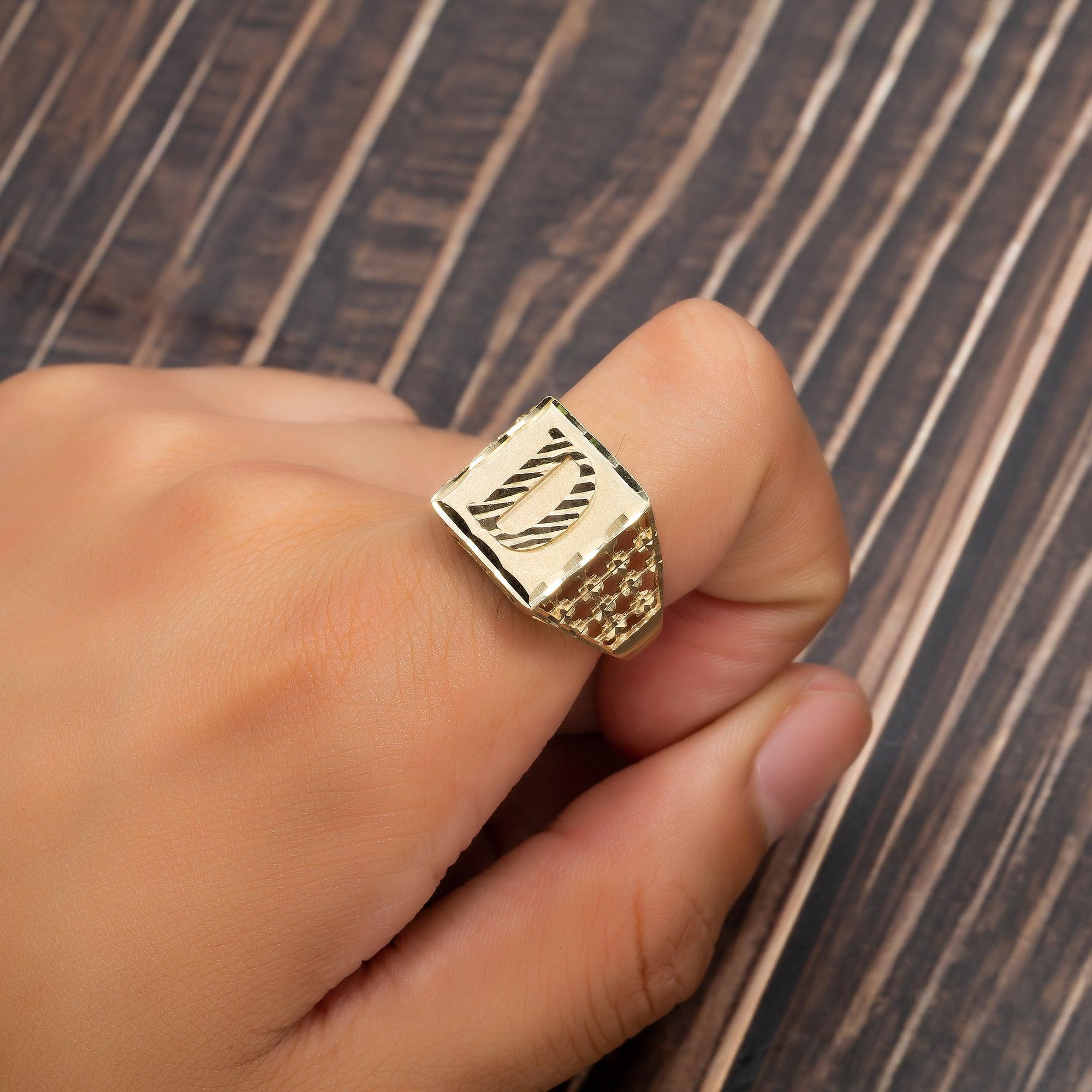 10K Yellow Gold Initial A-Z Rings