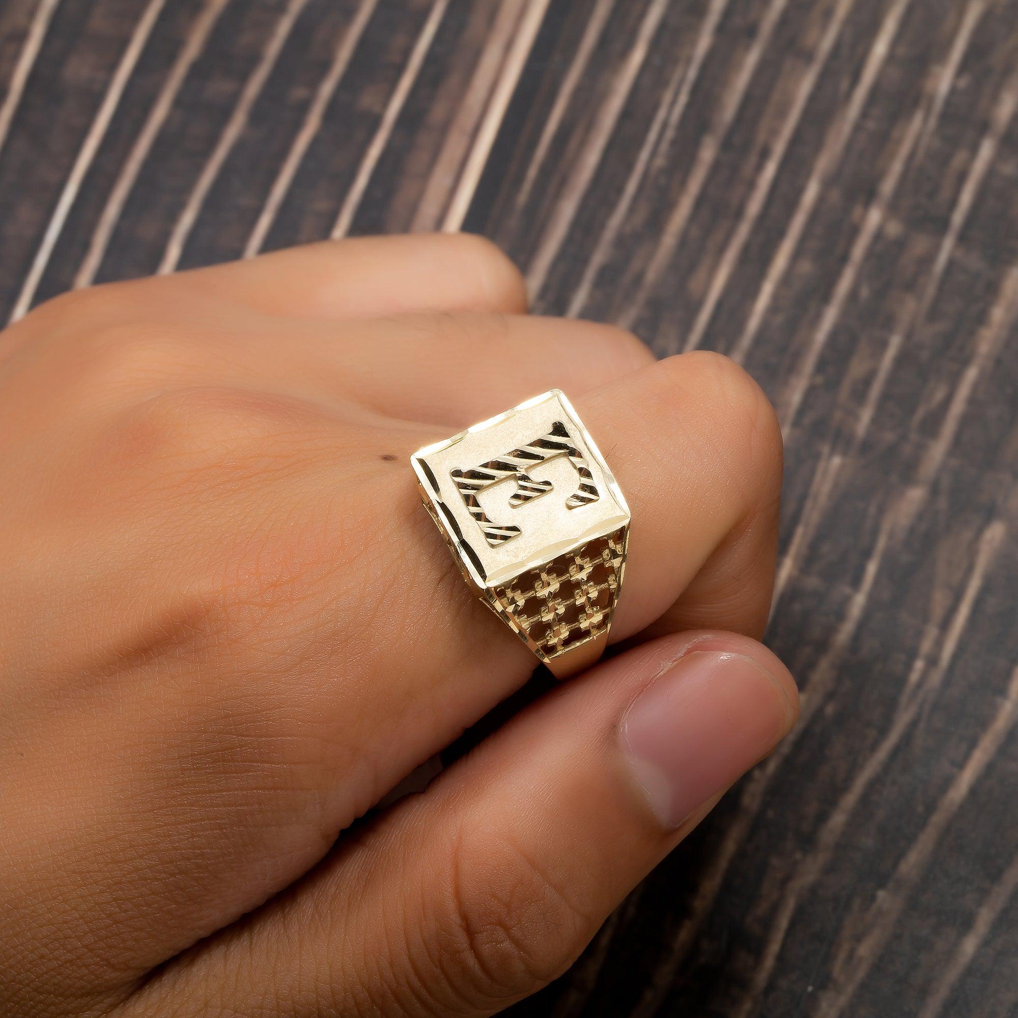 10K Yellow Gold Initial A-Z Rings