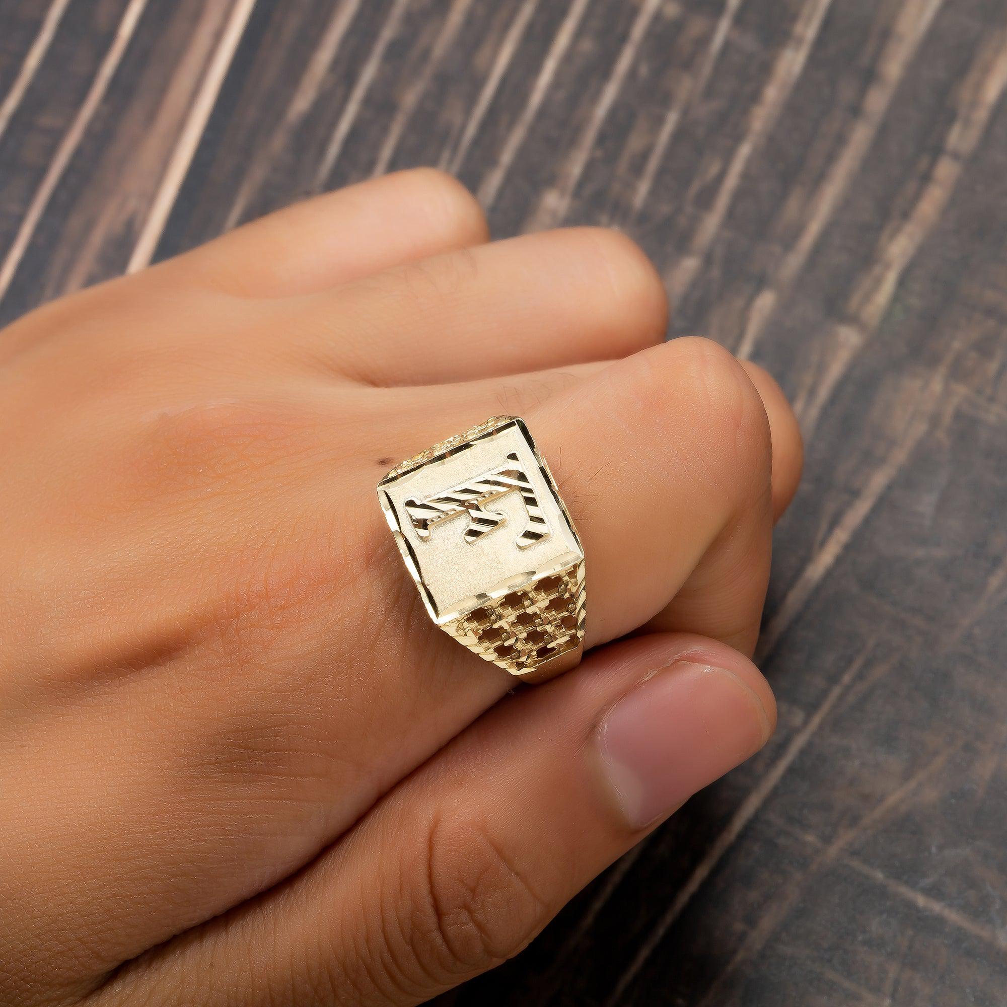 10K Yellow Gold Initial A-Z Rings