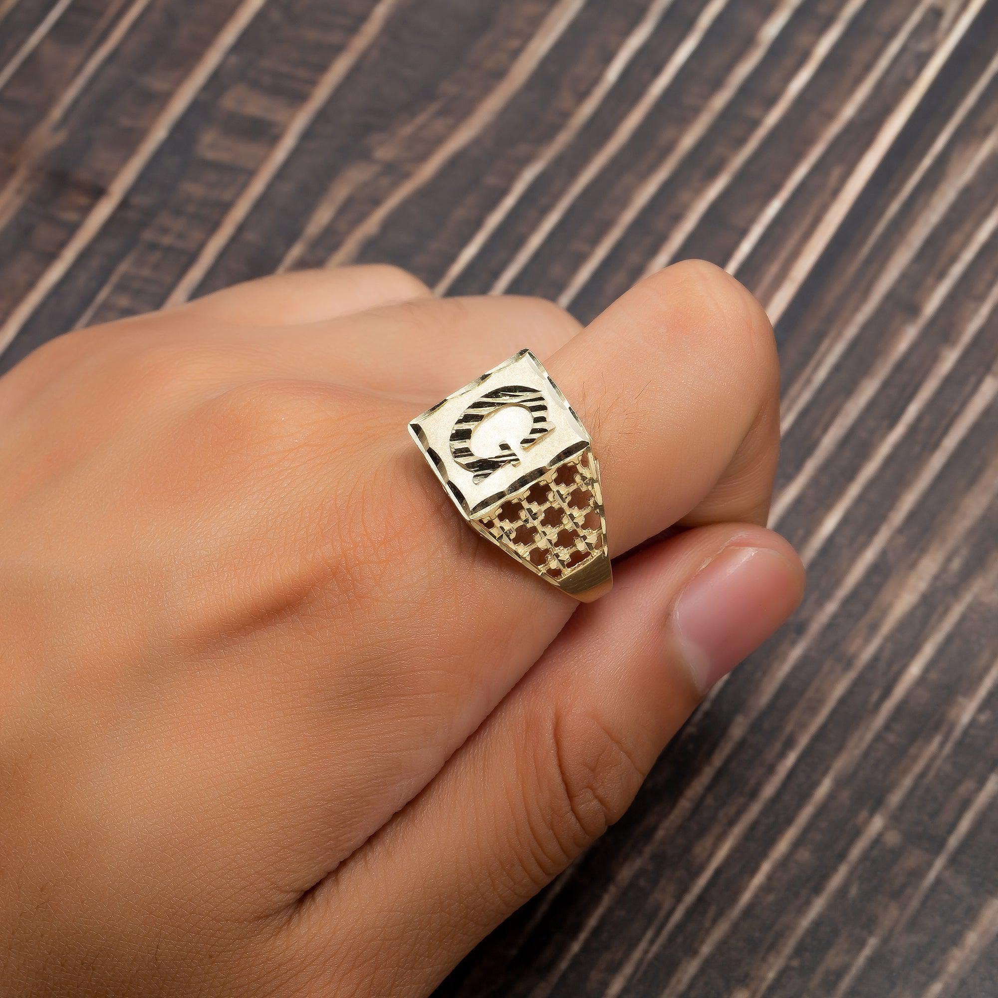 10K Yellow Gold Initial A-Z Rings