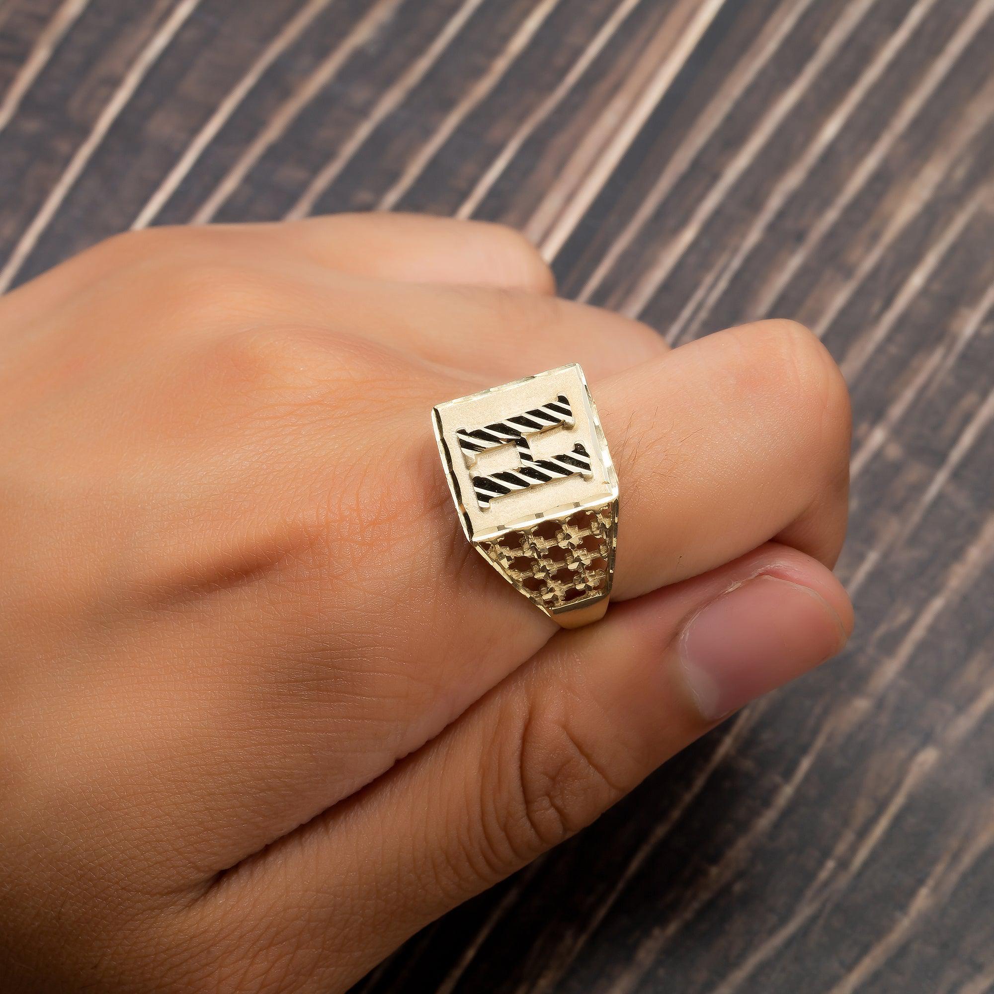 10K Yellow Gold Initial A-Z Rings