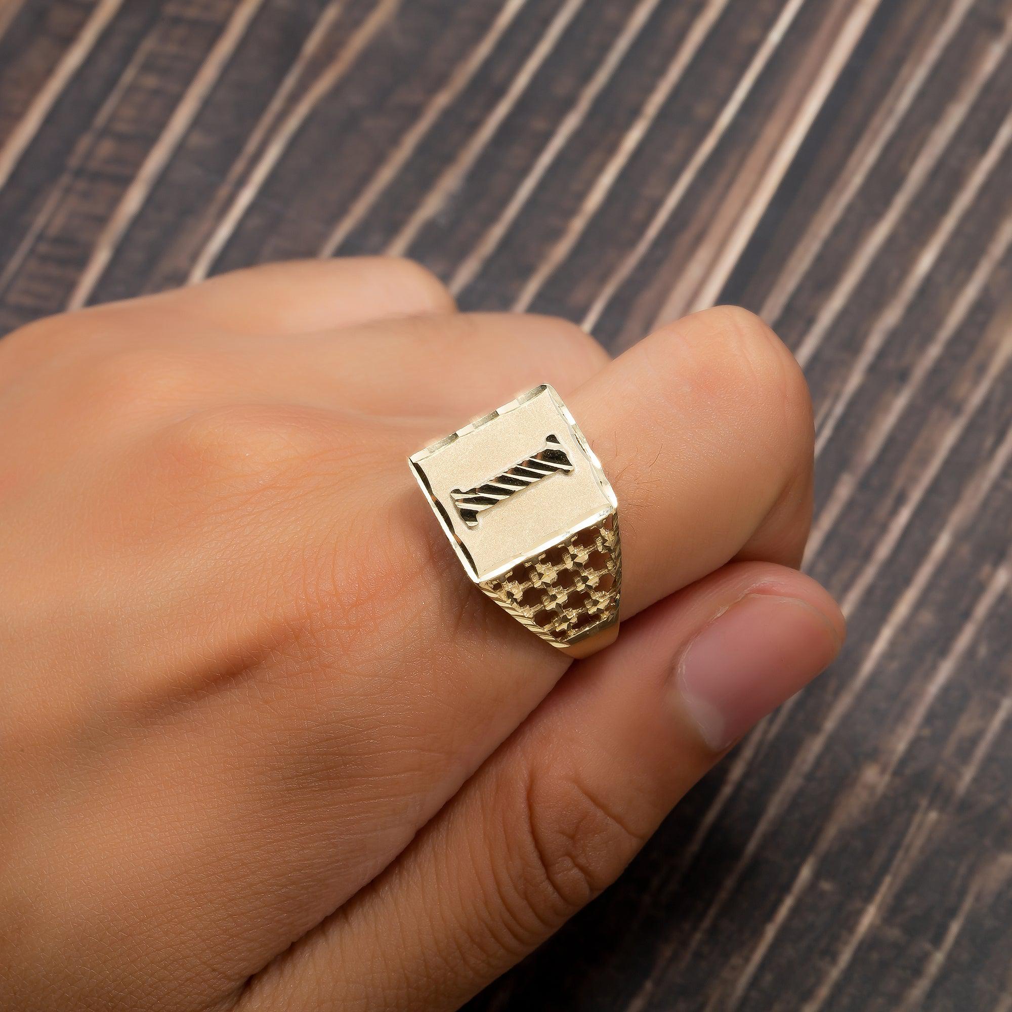 10K Yellow Gold Initial A-Z Rings