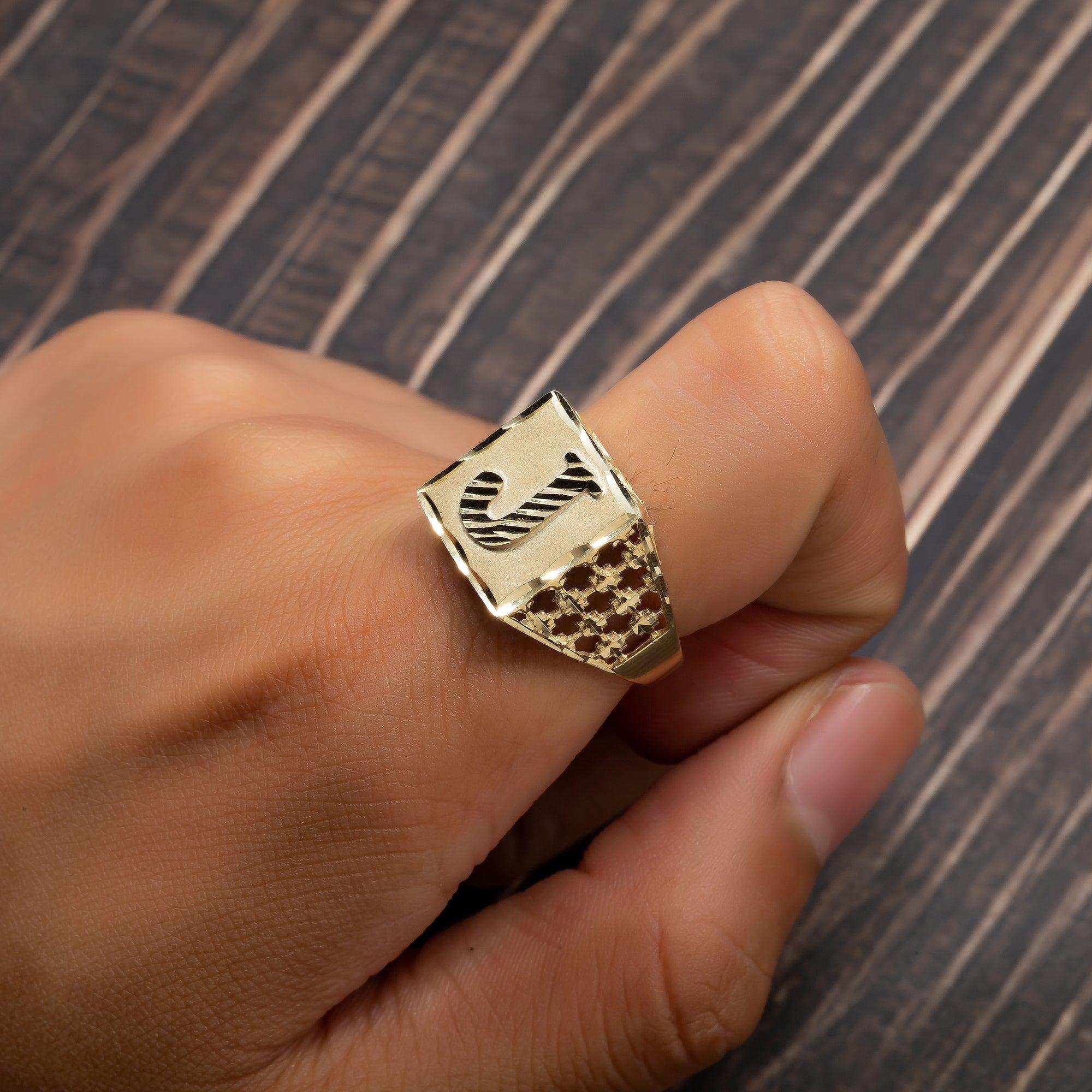 10K Yellow Gold Initial A-Z Rings