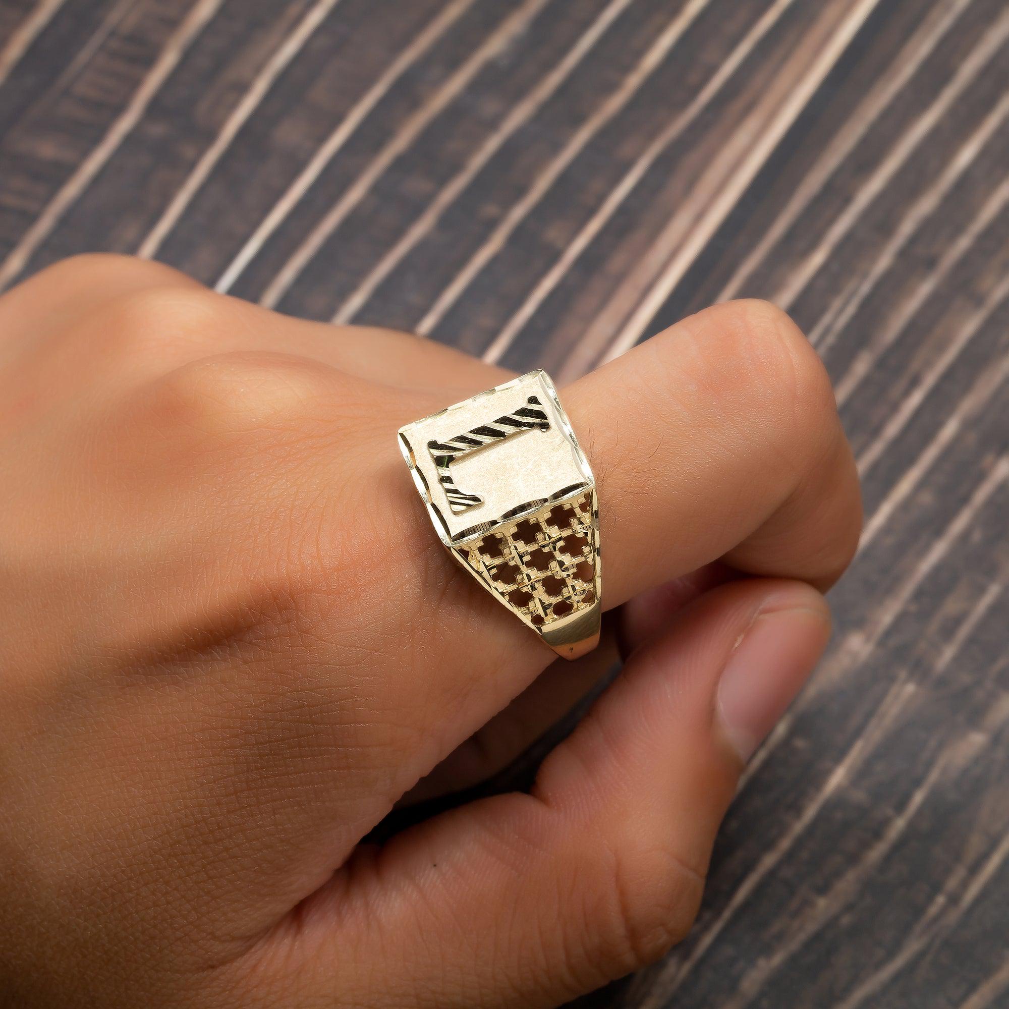 10K Yellow Gold Initial A-Z Rings