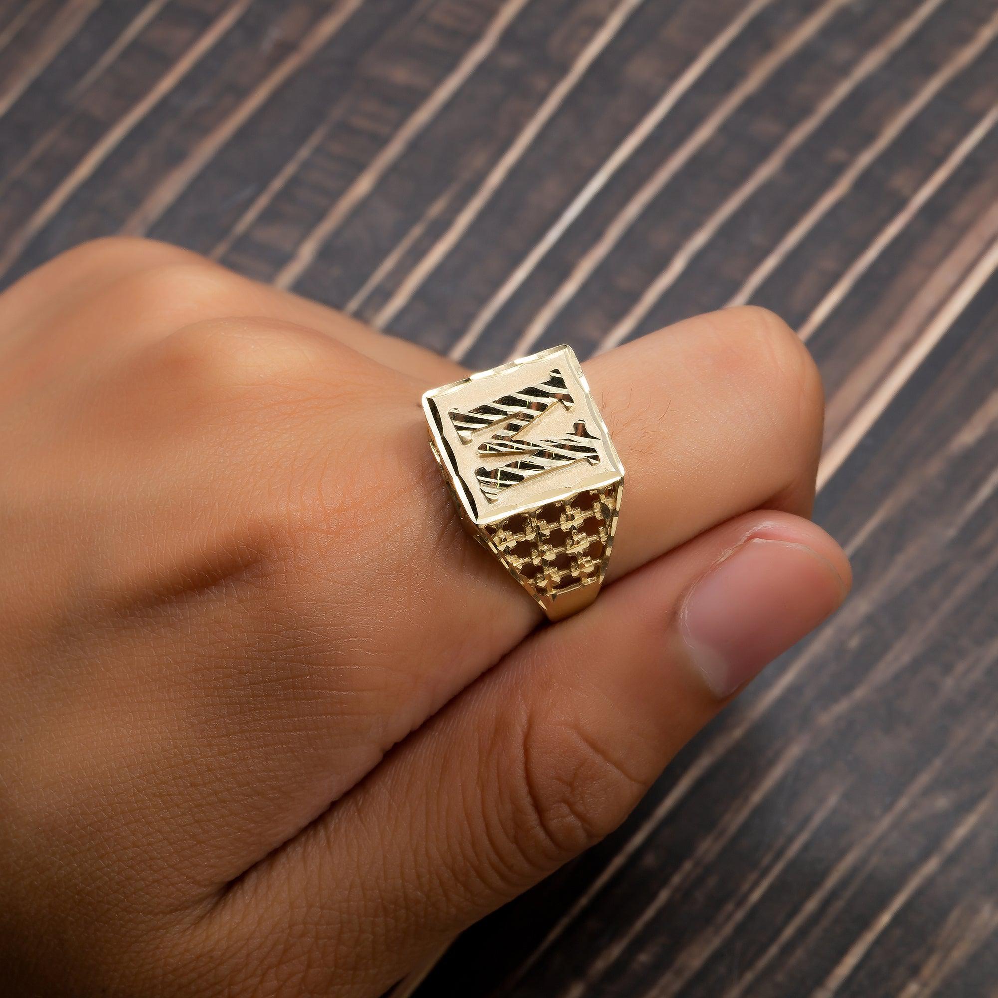 10K Yellow Gold Initial A-Z Rings