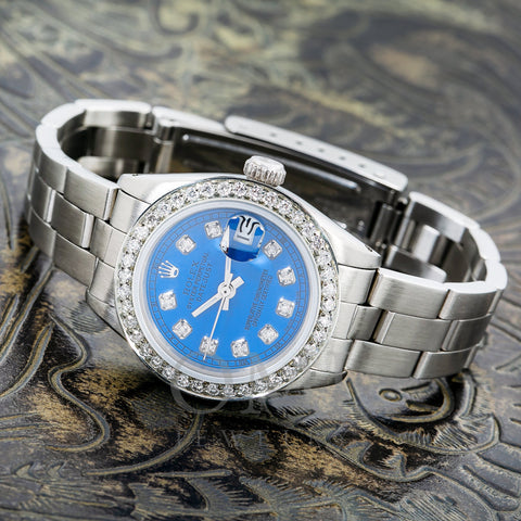 Rolex Lady-Datejust 6917 26MM Blue Diamond Dial With Diamond Bezel