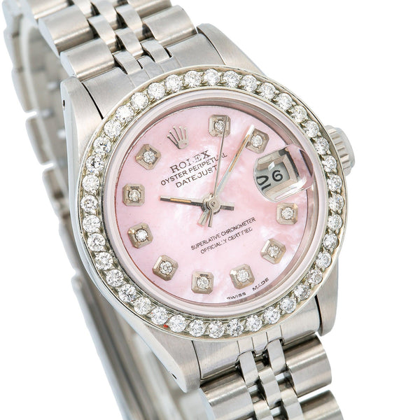 Rolex Lady-Datejust 6917 26MM Pink Diamond Dial With Stainless Steel J ...