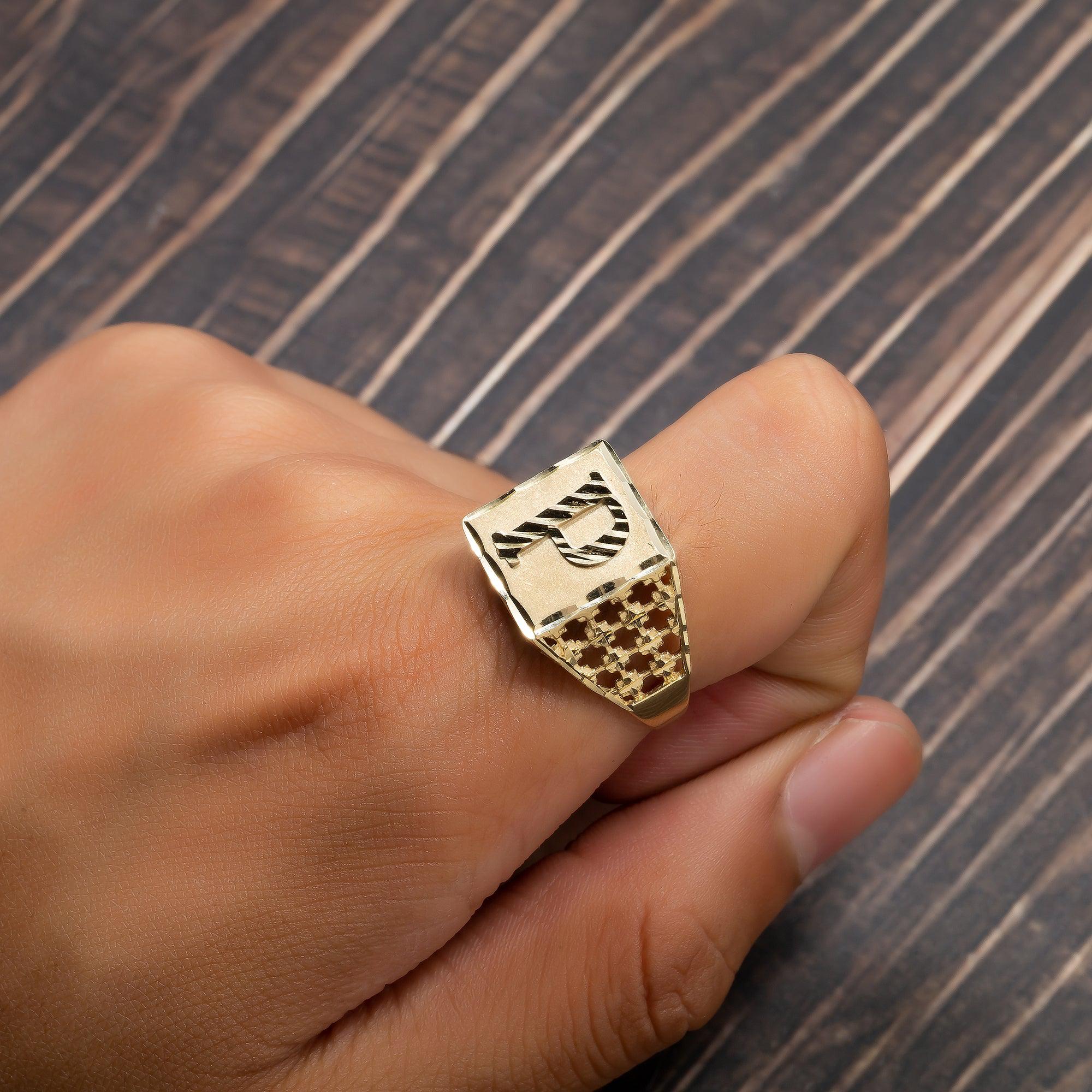 10K Yellow Gold Initial A-Z Rings