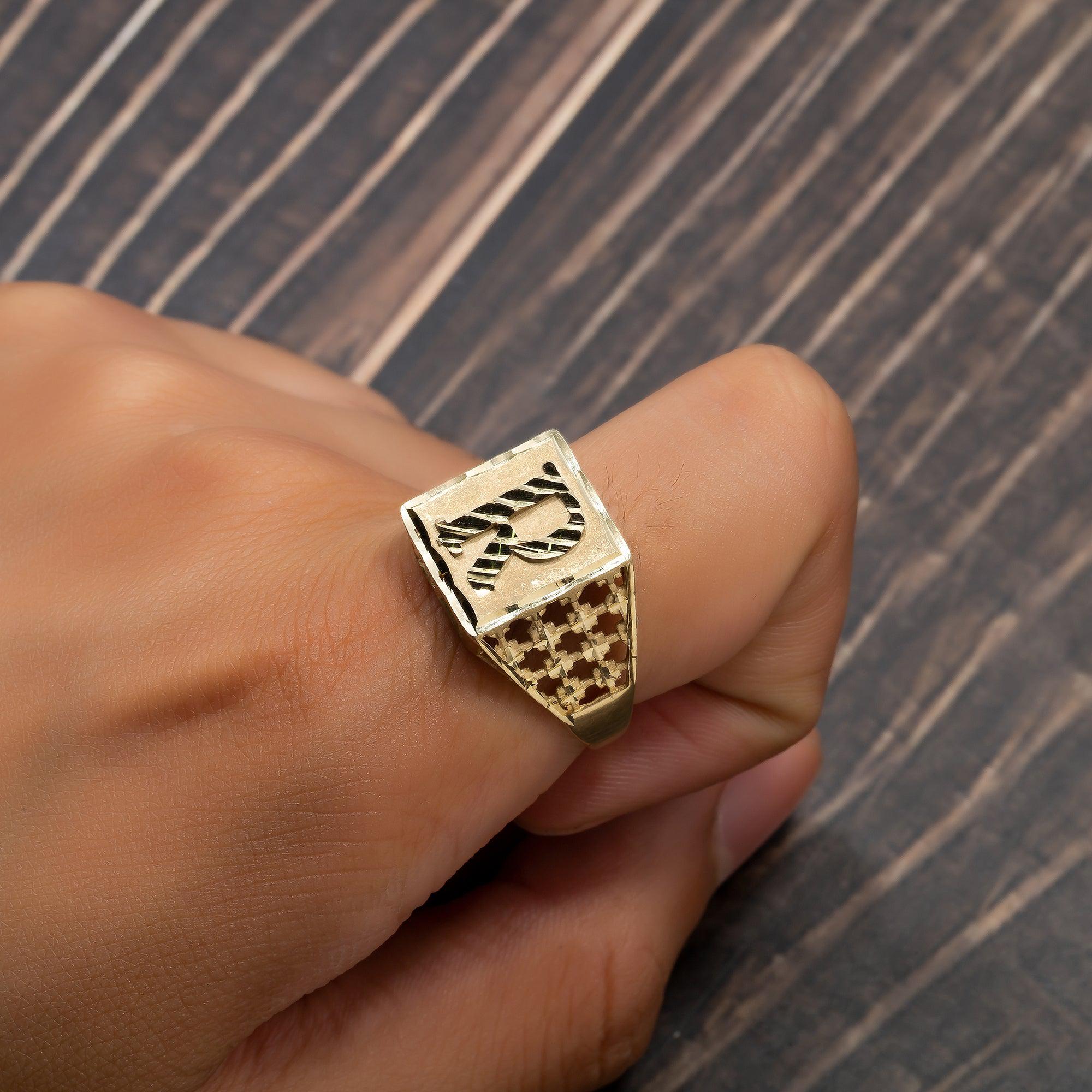 10K Yellow Gold Initial A-Z Rings