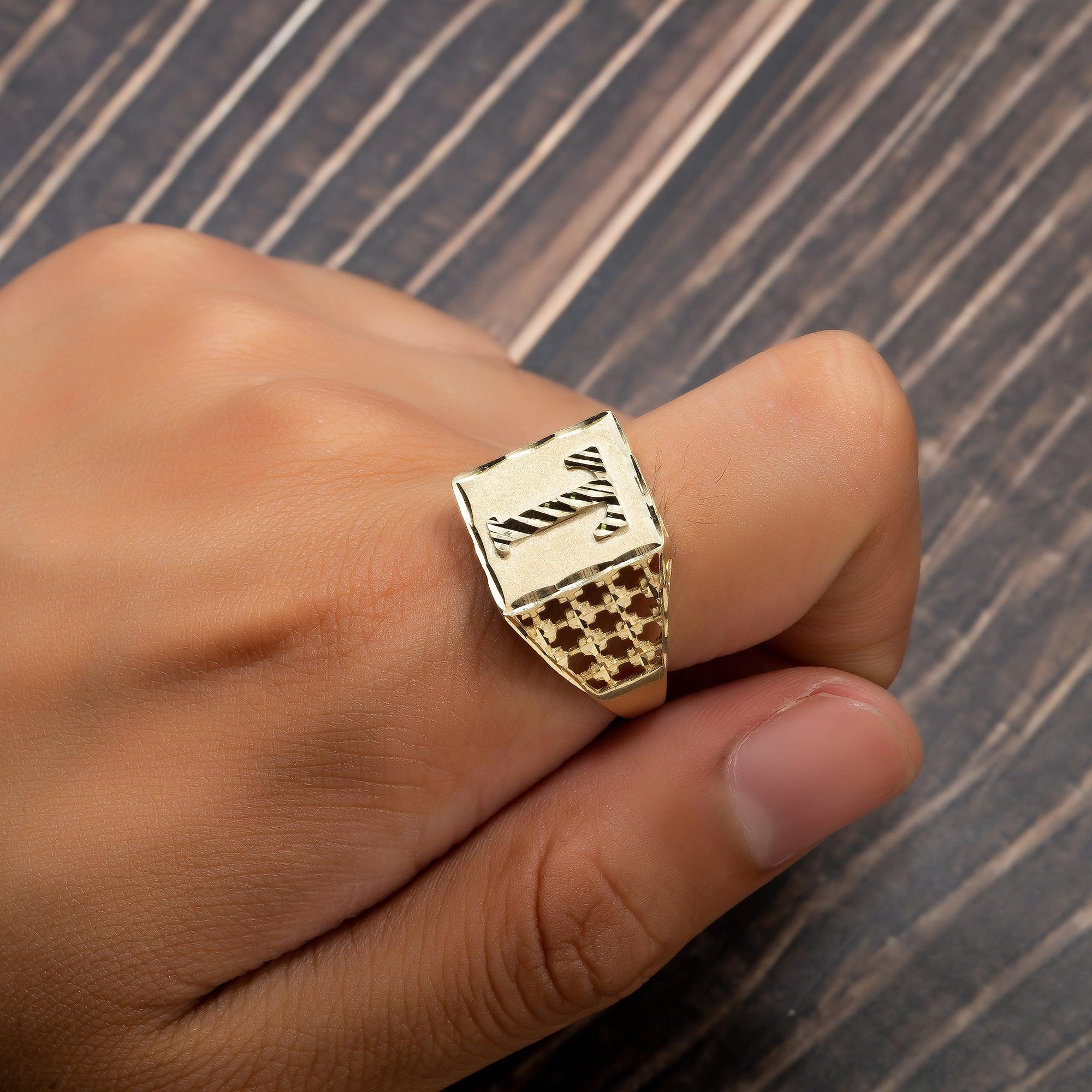 10K Yellow Gold Initial A-Z Rings