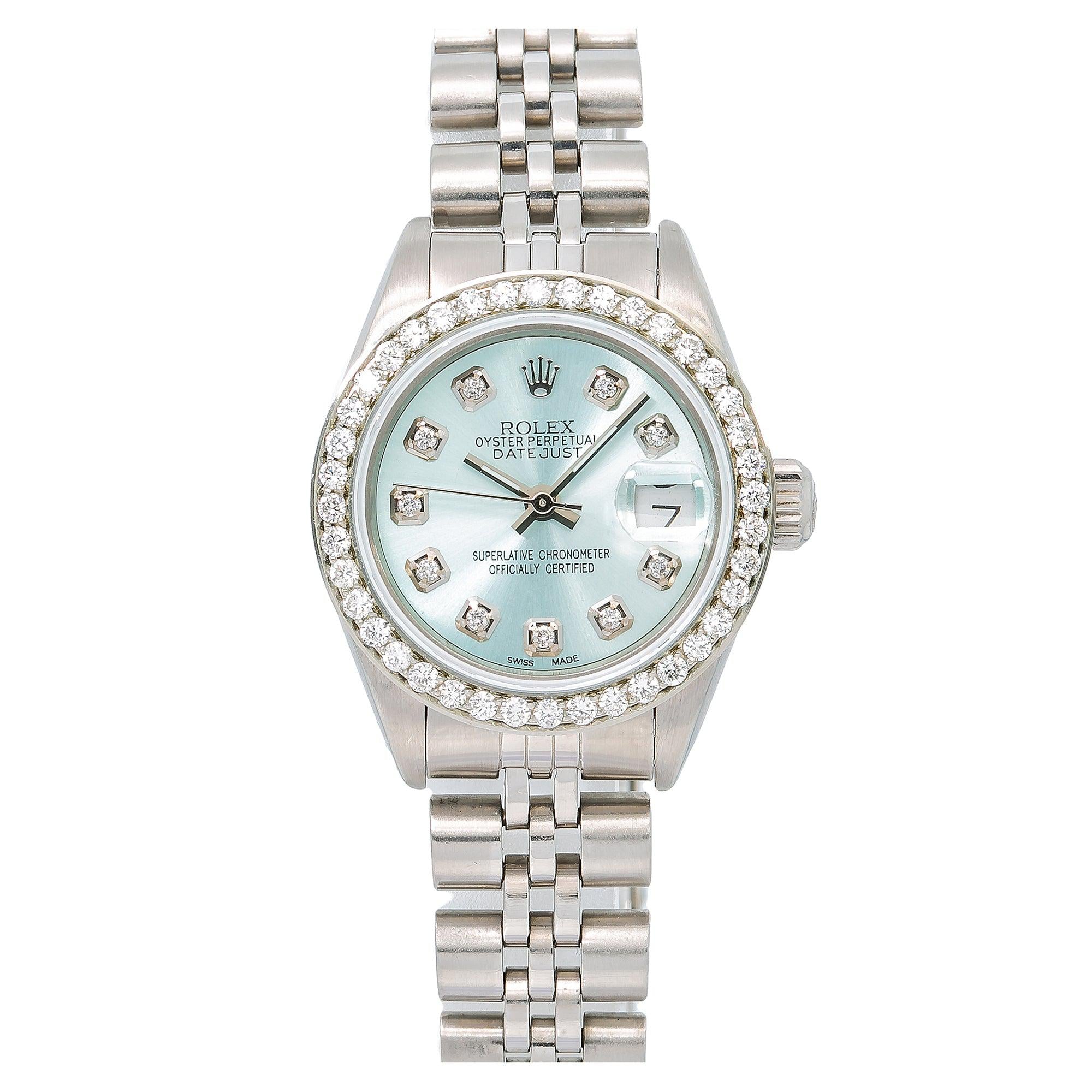 Rolex Datejust 26MM 6916 Ice Blue Diamond Dial Diamond Bezel Stainless Steel Jubilee Bracelet 0.9ct
