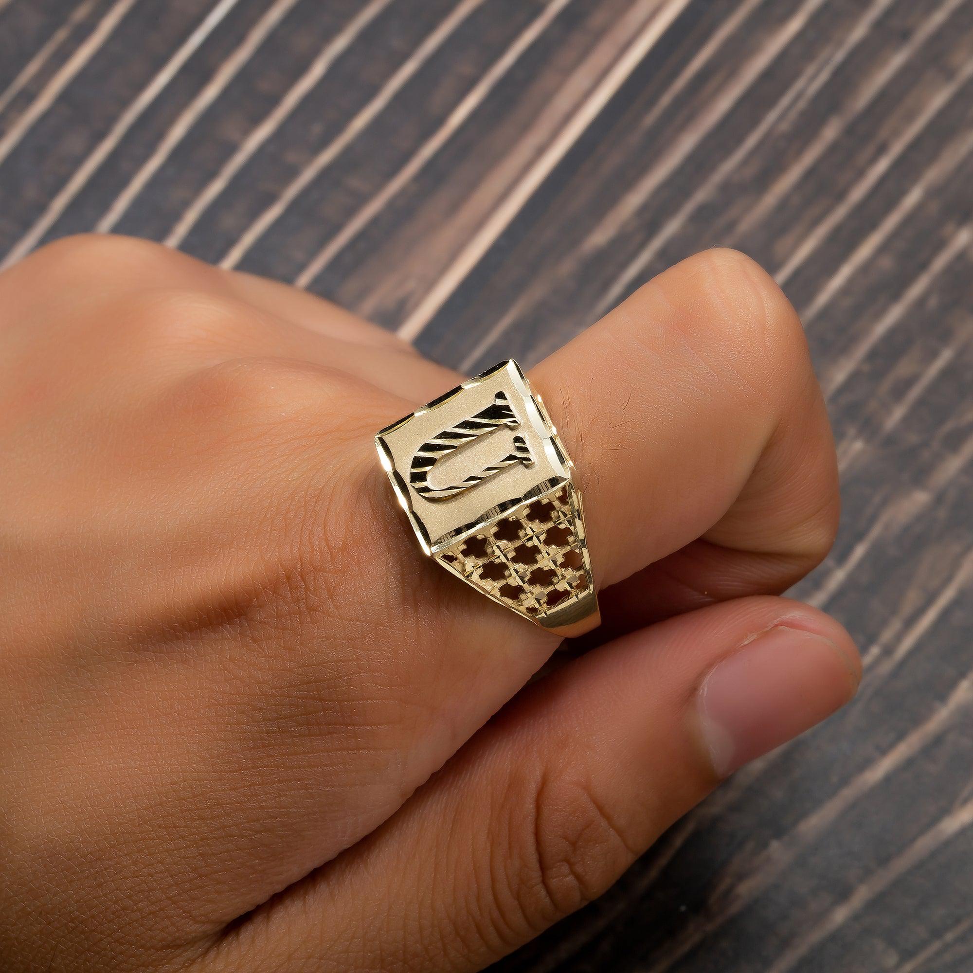 10K Yellow Gold Initial A-Z Rings