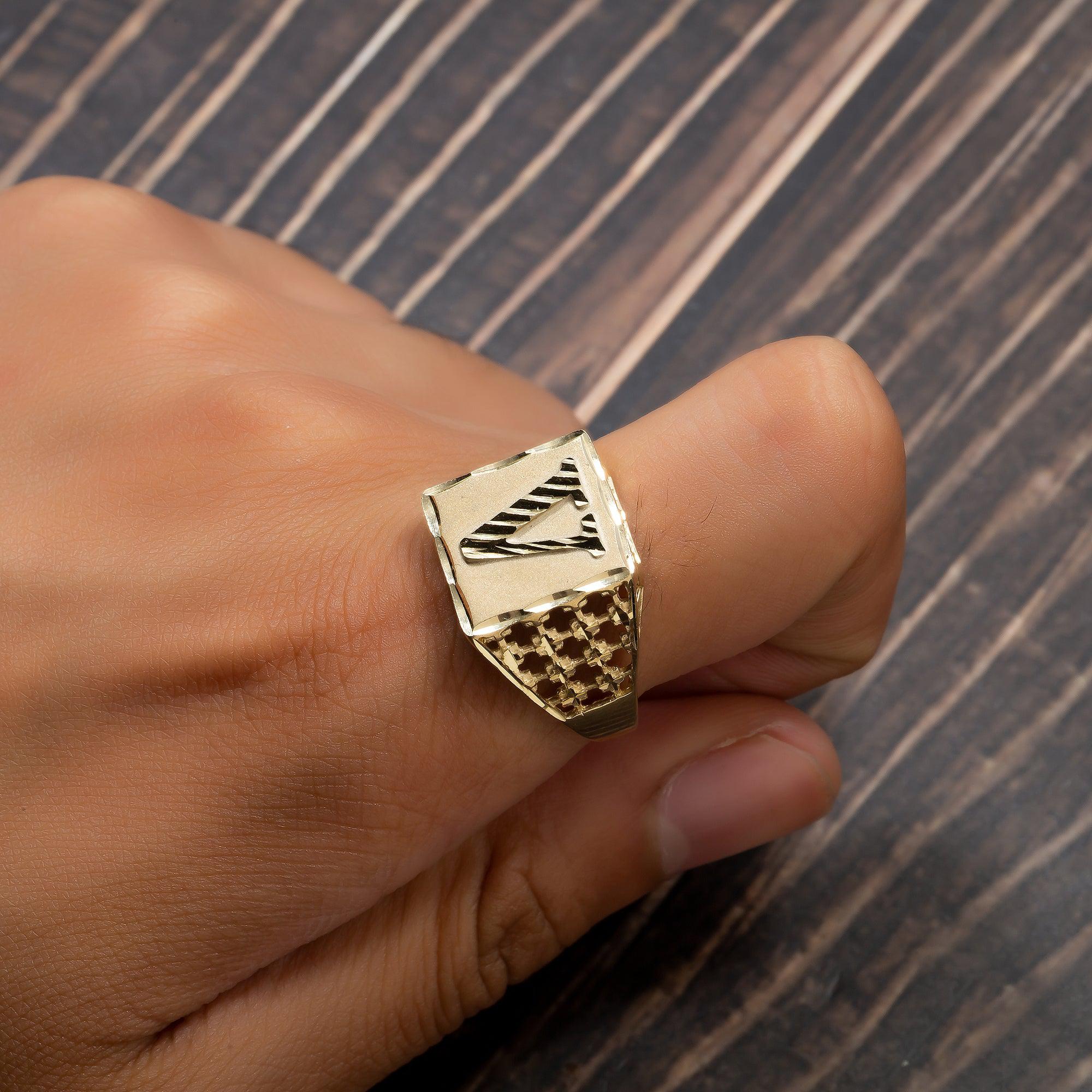 10K Yellow Gold Initial A-Z Rings