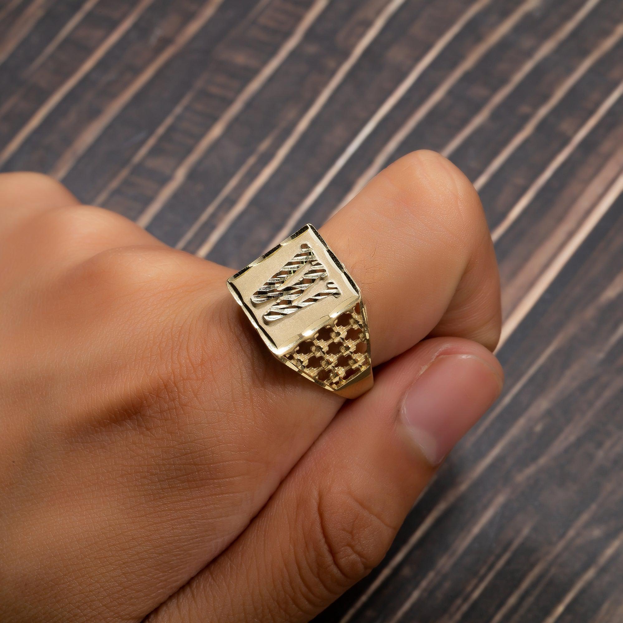 10K Yellow Gold Initial A-Z Rings