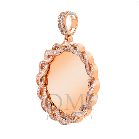 14K ROSE GOLD ROUND AND BAGUETTE DIAMOND PICTURE PENDENT 3.01 CT