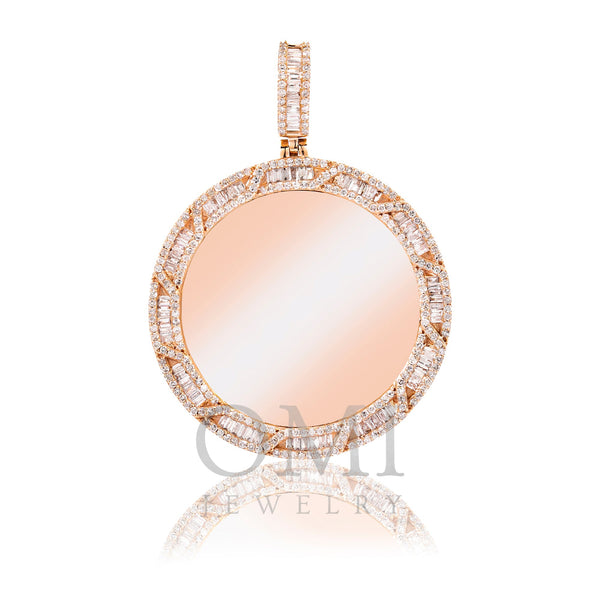 14K ROSE GOLD ROUND AND BAGUETTE DIAMOND PICTURE PENDANT 2.86 CT