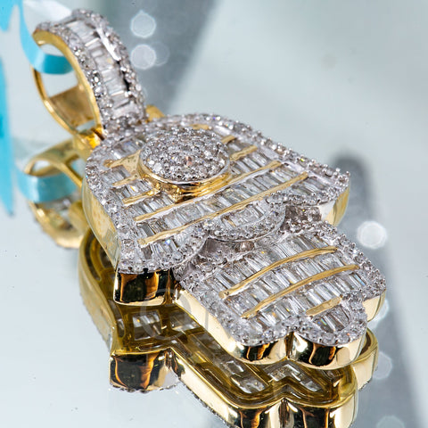 Unisex 14K Yellow Gold Hamsa Pendant with 1.11 CT Diamonds