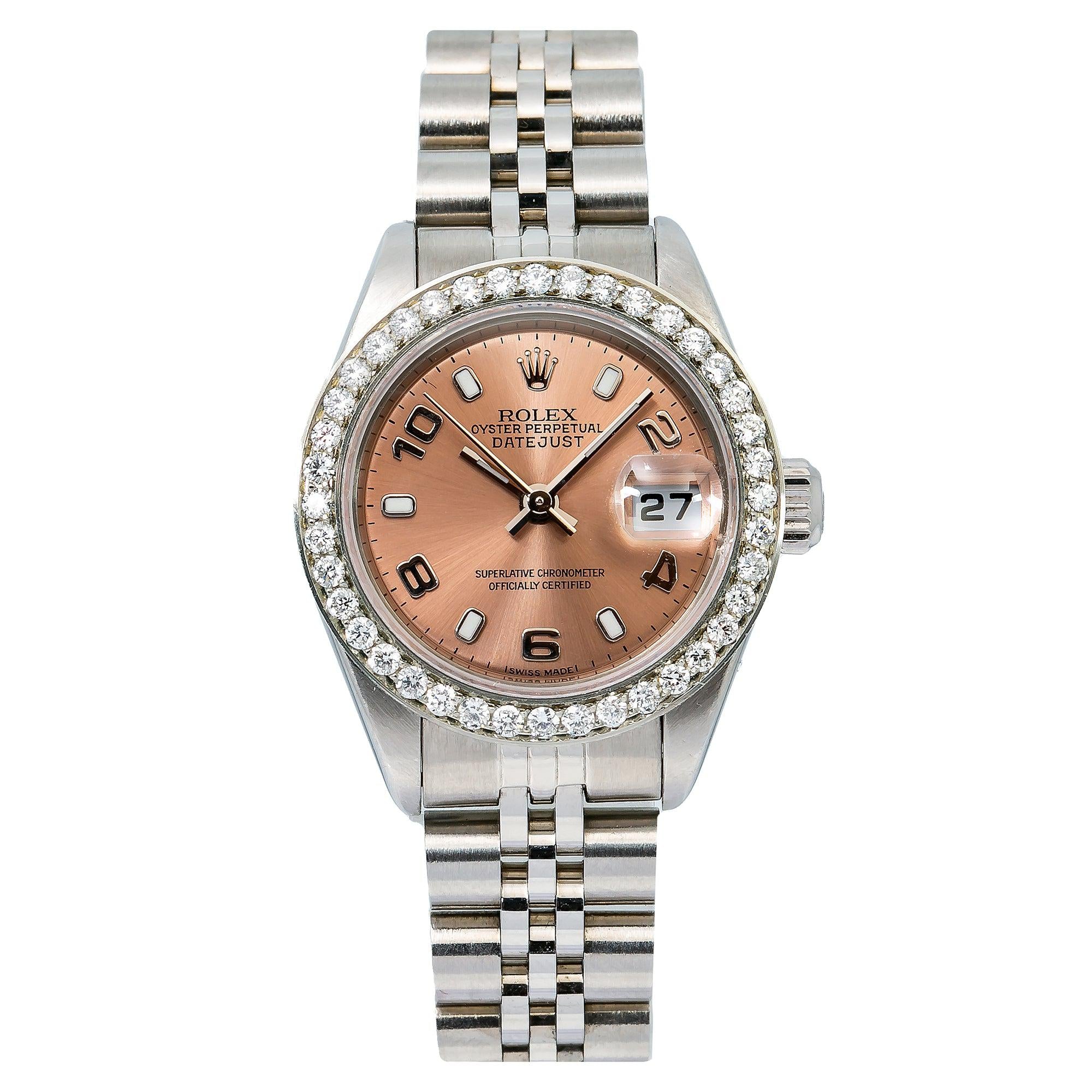 Rolex Datejust 26MM 79160 Everose Arabic Dial Diamond Bezel Stainless Steel Jubilee Bracelet