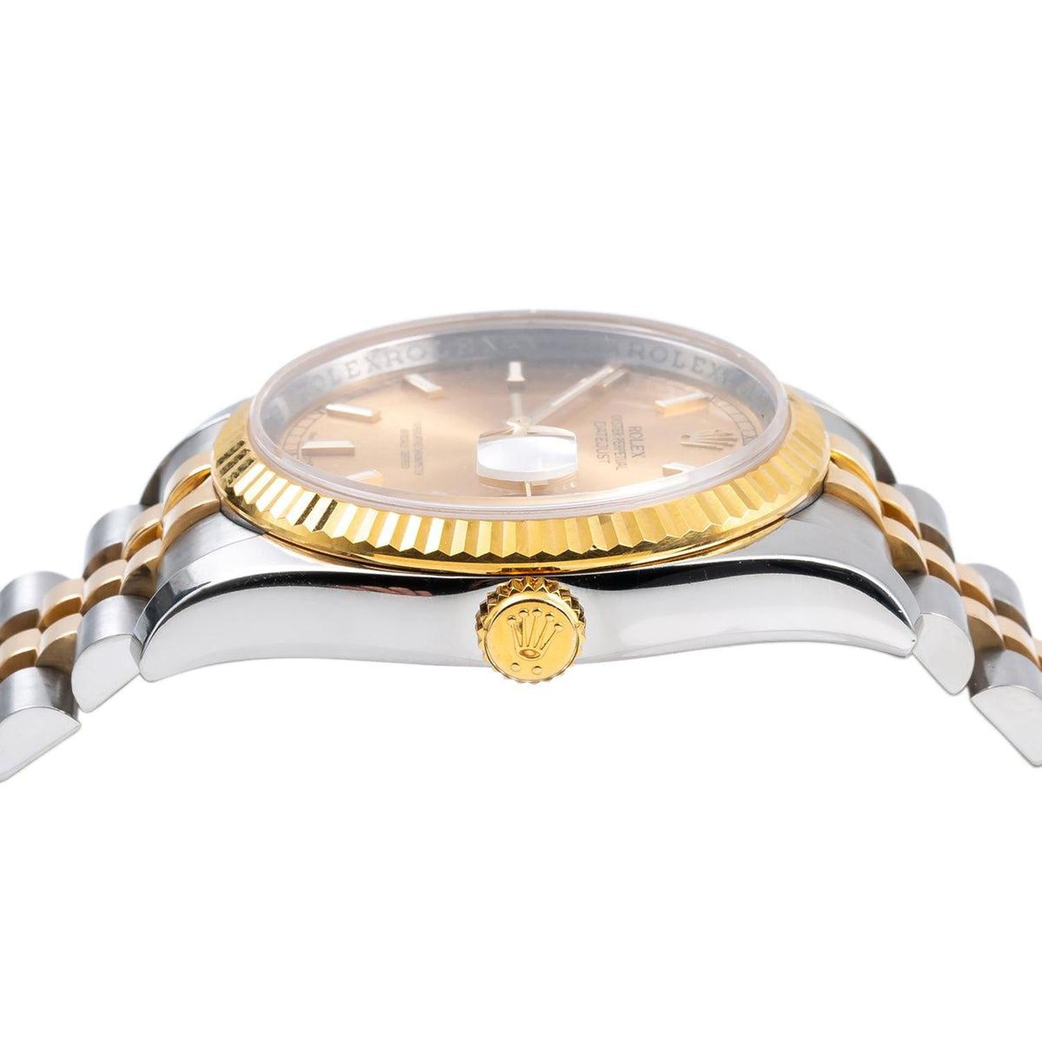 Rolex Datejust 36MM 116233 Champagne Dial Fluted Bezel Two Tone Yellow Gold Jubilee Bracelet