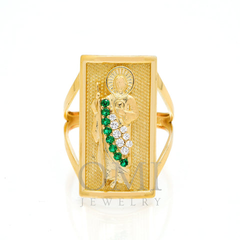 10K Yellow Gold St. Jude CZ Green Gemstone Ring