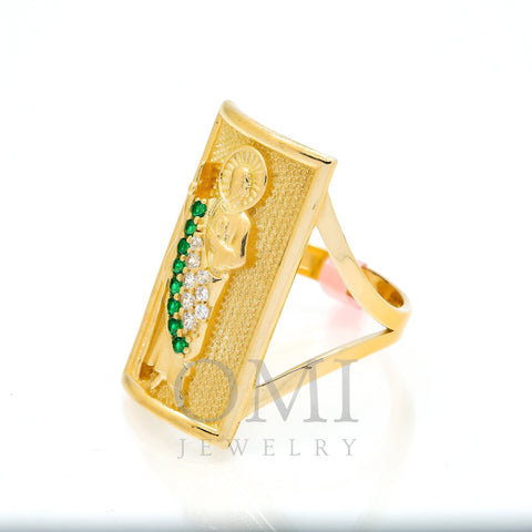 10K Yellow Gold St. Jude CZ Green Gemstone Ring