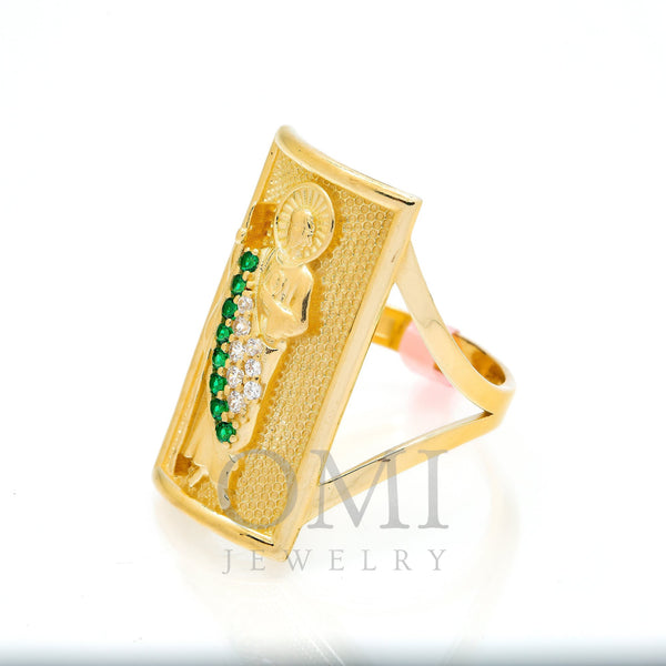 10K Yellow Gold St. Jude CZ Green Gemstone Ring