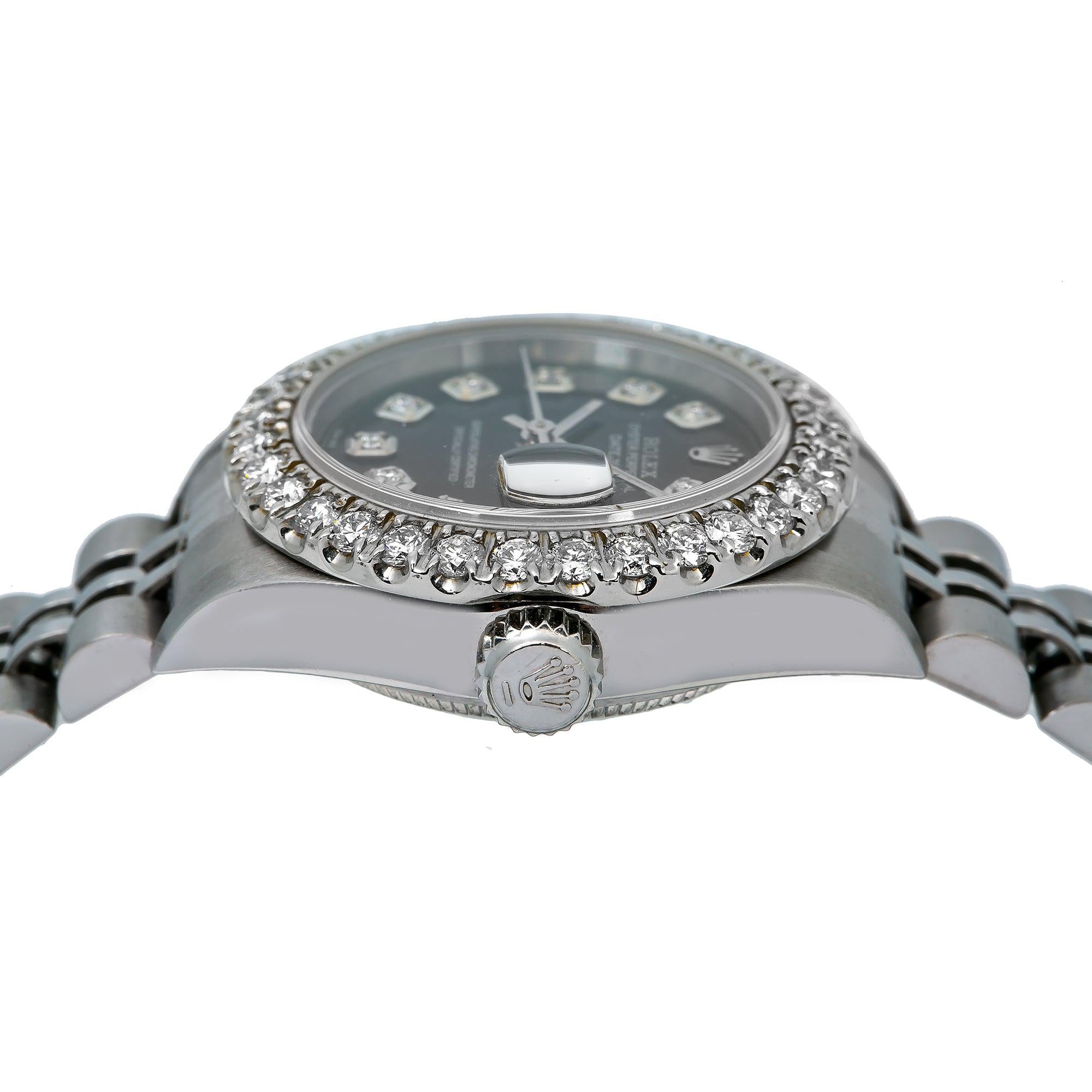 Rolex Datejust 26MM 79240 Green Diamond Dial Diamond Bezel Stainless Steel Jubilee Bracelet