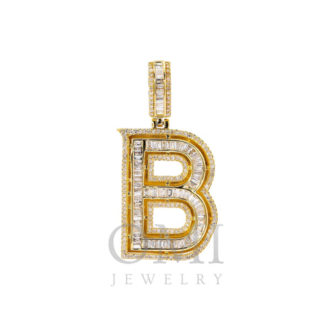 14K Yellow Gold Diamond Letter B Pendant
