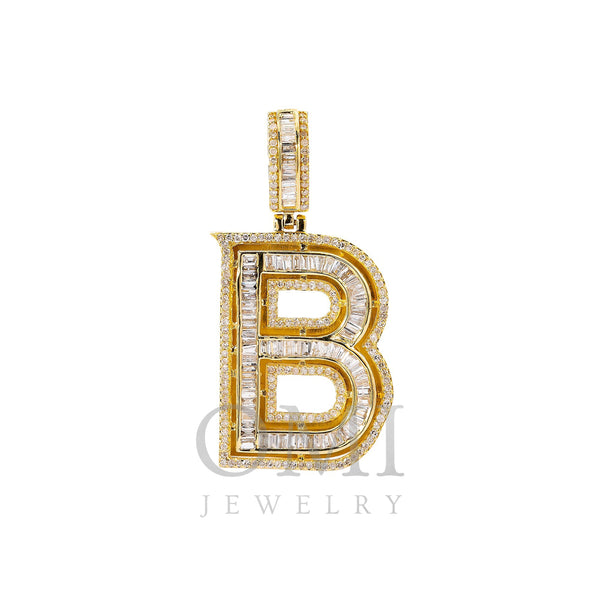 14K Yellow Gold Diamond Letter B Pendant