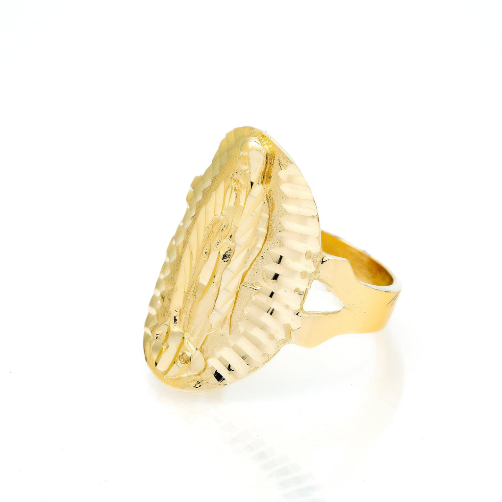 10K YELLOW GOLD DIAMOND CUT MARY MEDALLION RING - OMI Jewelry