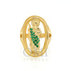 10K Yellow Gold St. Jude Medallion Green Stones Gemstone Ring