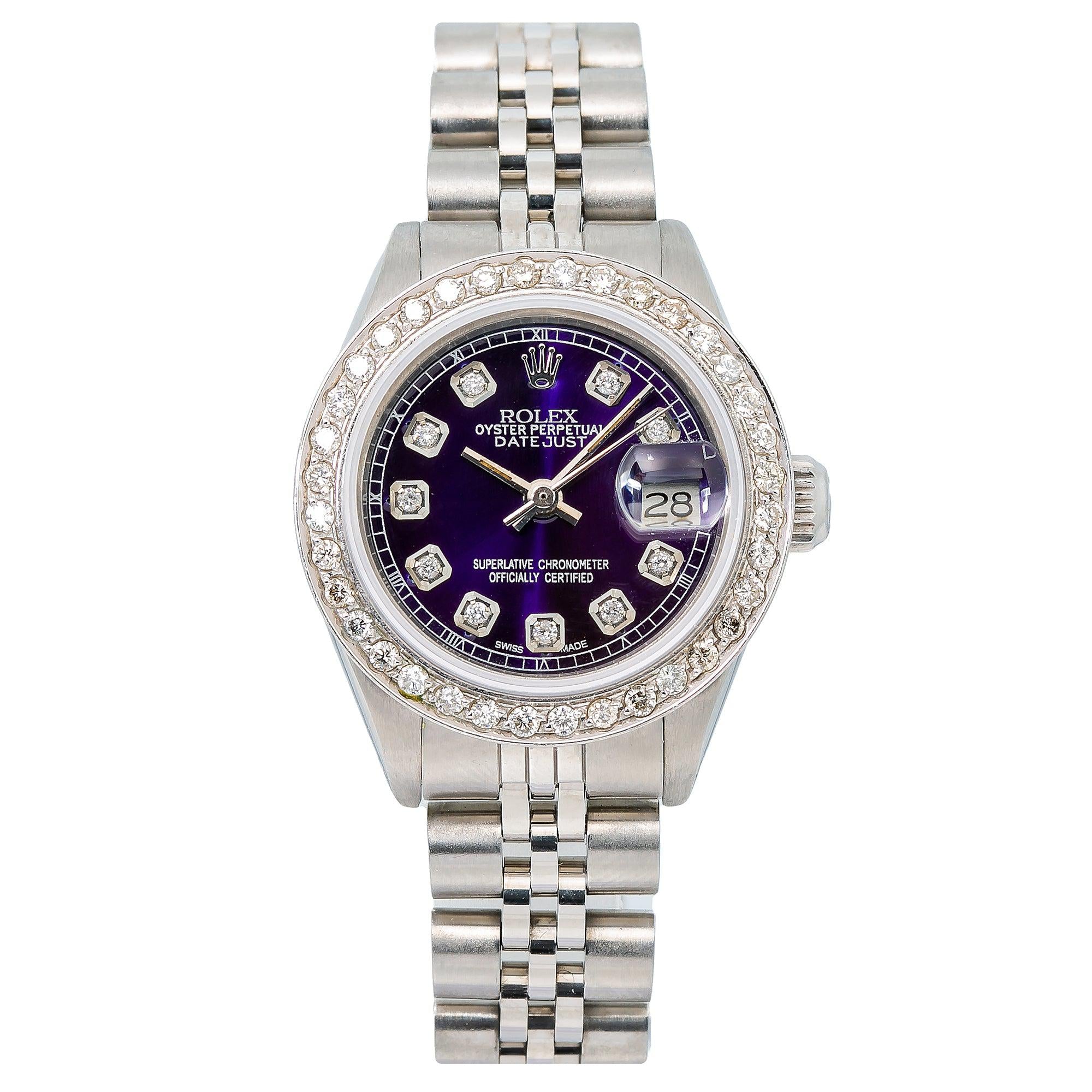Rolex Datejust 26MM 6916 Blue Diamond Dial Diamond Bezel Stainless Steel Jubilee Bracelet