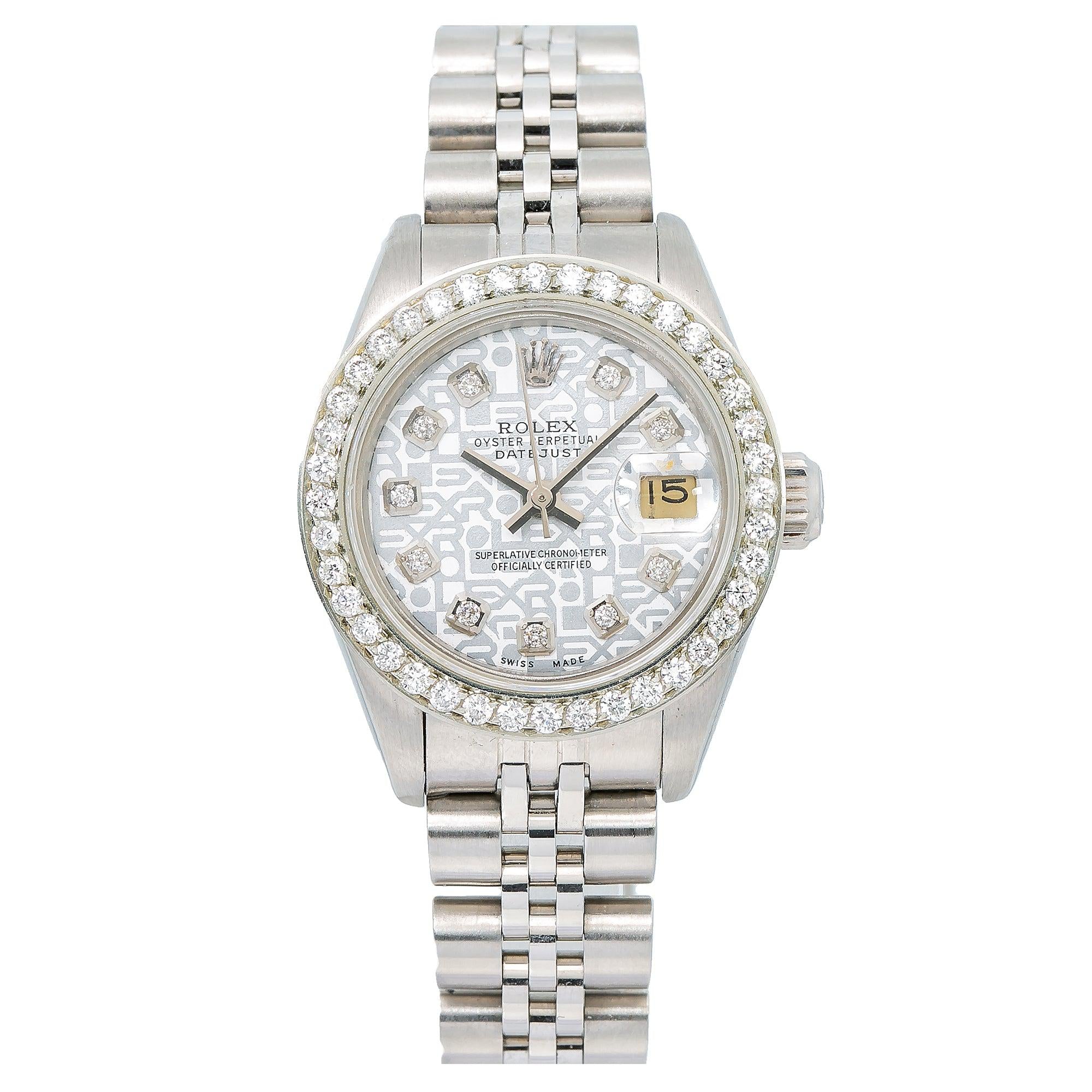 Rolex Datejust 26MM 6916 Silver Pattern Diamond Dial Diamond Bezel Stainless Steel Jubilee Bracelet